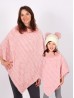 Mom and Kids Weave Pattern Faux Fur Poncho 